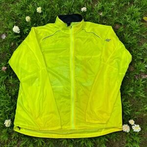 EMS Eastern Mountain Sports Mens L Yellow Windbreaker Jacket Packable Gorpcore